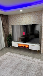 HOLYWOOD DECO - DESİNG TV SEHPA BEYAZ 200cm ŞÖMİNELİ