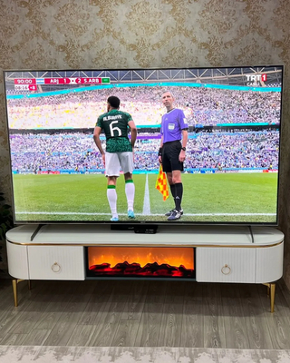 DESİNG TV SEHPA BEYAZ 200cm ŞÖMİNELİ