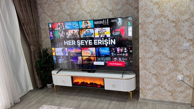 DESİNG TV SEHPA BEYAZ 200cm ŞÖMİNELİ
